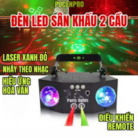 Đèn LED sân khấu 2 cầu đèn laser mini nháy theo nhạc cho karaoke gia đình, phòng bay, quán bar, tiệc sinh nhật PUCENPRO