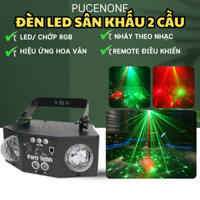 Đèn LED sân khấu 2 cầu đèn laser mini chớp theo nhạc cho karaoke phòng bay quán bar tiệc gia đình lễ sinh nhật PUCENONE