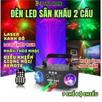 Đèn LED sân khấu 2 cầu PUCEN đèn laser mini nháy theo nhạc cho phòng bay quán bar karaoke tiệc gia đình sinh nhật PUNA