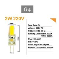 Đèn Led Siêu Sáng G4 G9 Ac 220v Ac  Dc 12v 2w 3w 5w - G4 220V AC 2W,White