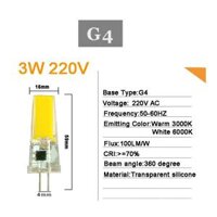 Đèn Led Siêu Sáng G4 G9 Ac 220v Ac  Dc 12v 2w 3w 5w - G4 220V AC 3W,Warm