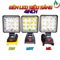 Đèn LED siêu sáng pin 18V 4inch chân pin Makita Dewalt Milwaukee (Chân Makita có 2 cổng USB)