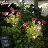 Đèn LED SOLONG, Đèn bãi cỏ chống nước 7 đầu, Đèn sàn hoa nhân tạo Sân trang trí sân vườn Đèn dự tiệc ngày lễ Đèn lồng hoa sen tuyết