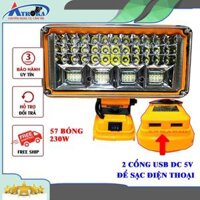 Đèn led Starker 57 bóng 230w, dùng pin 21v 199v chân phổ thông M21, 2 cổng usb sạc điện thoại