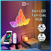 Đèn Led Tam Giác Trang Trí lắp ghép gắn tường RGB cảm biến âm thanh, Đèn LED RGB gắn tường kết nối APP, kèm củ sạc.