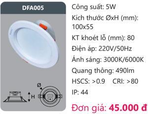 Đèn led tán quang âm trần Duhal 5w DFA005