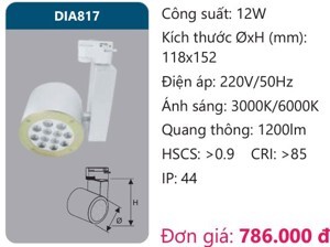 Đèn led thanh ray Duhal DIA817 12W