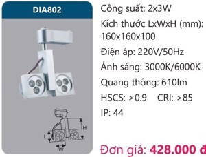 Đèn led thanh ray 2x3W Duhal DIA802