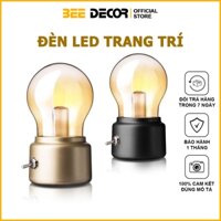 Đèn LED Trang Trí Để Bàn Hình Bóng Đèn Tròn Sạc Pin Cổng USB Sử Dụng Pin Sạc