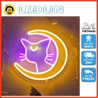 Đèn LED trang trí hình Mèo và Mặt trăng decor phòng ngủ phòng học dán tường quà tặng sinh nhật đẹp