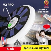 Đèn LED treo V2 Pro sạc tích điện  + năng lượng mặt trời, remote điều khiển từ xa, kháng nước, siêu sáng