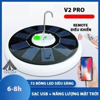 Đèn LED treo V2 siêu sáng vừa hấp thụ năng lượng mặt trời và sạc điện, có remote điều khiển từ xa, kháng nước IP65