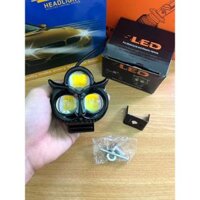 ĐÈN LED TRỢ SÁNG 3 MẮT CÚ CAO CẤP, DÀNH CHO XE MÁY, XE ĐIỆN VÀ XE NÔNG NGHIỆP 3 CHẾ ĐỘ, 2 MÀU TRẮNG VÀ VÀNG