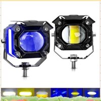 Đèn LED xe máy DRL Mắt thiên thần Đèn phụ trợ cho xe máy kéo xe tải ATV UTV SUV Thuyền, Trắng + Hổ phách + Ánh sáng xanh regharry