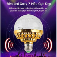Đèn Led Xoay 7 Màu Vũ Trường Nháy Chớp Theo Nhạc Bay Phòng Sân Khấu Hiệu Ứng 360 Độ Kèm Đui Cắm E27