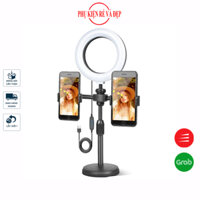 Đèn live stream để bàn kẹp 2 điện thoại đèn sáng 3 chế độ