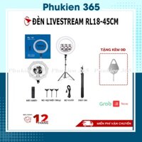 Đèn Livestream RL18 45cm Chuyên Dùng Quay Tik Tok - Make Up - Phun Xăm - Chụp Hình - Kèm 3 kẹp Điện Thoại -Công Suất Lớn