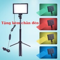 Đèn livestream vuông quay phim led andoer 8 inch 4 màu thay đổi ánh sáng kép kèm chân