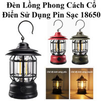 Đèn Lồng, Đèn Măng Xông Led Cob Phong Cách Cổ Điển Sử Dụng Pin Sạc 18650