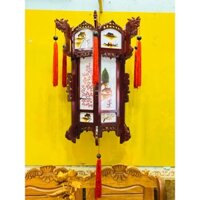 Đèn Lồng Gỗ Hội An ( Đèn Kéo Quân Chạm Rồng, Mica Vẻ Thủ Công Size 50cm, 60cm) Dùng Trang Trí Nhà Cửa, Quán, Đền Chùa...