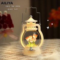 Đèn lồng nhựa quyến rũ AILIYA với công tắc nút và hoa tulip đầy màu sắc để trang trí lãng mạn