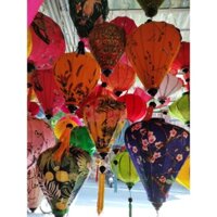 Đèn lồng vải gấm Hội An size 30- 40, đèn lồng củ tỏi loại đẹp