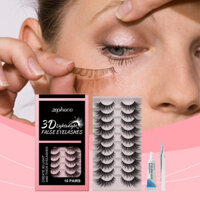 [Đèn lông vũ 3D] Bộ lông mi giả tự nhiên – 10 cặp + Nhíp & Keo dán, 7g | Dễ dàng áp dụng, tái sử dụng và thoải mái khi mặc hàng ngày