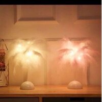 Đèn lông vũ trang trí phòng để bàn dùng pin