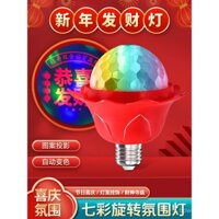 Đèn lồng xoay đầy màu sắc 2025 Lễ hội mùa xuân mới, chiếu HD, đèn lồng trang trí đổi màu, nhân vật Fu, bóng đèn may mắn