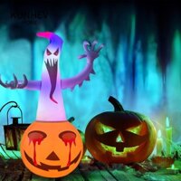 Đèn ma bơm hơi KUNHEV, Quà tặng Halloween Búp bê bơm hơi PVC Halloween, Đèn dạ quang DIY ủng hộ bữa tiệc Đồ chơi mô hình bơm hơi ngoài trời