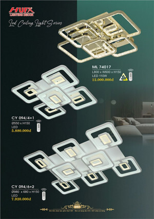 Đèn mâm áp trần led vuông ML74017