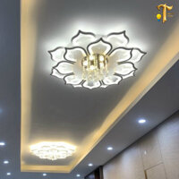 Đèn Mâm Led Ốp Trần Hoa Sen 20 Cánh Trang Trí Phòng Khách,Ngủ,Spa Điểu Khiển Từ Xa Phân Tầng, Lõi Đồng