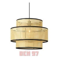 Đèn mây mắt cáo hai trụ lồng nhau thả trần bàn ăn nhà hàng TPHCM cực sang D350mm