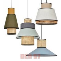 Đèn mây mắt cáo kết hợp vải 4 kiểu thường trang trí kết hợp hoặc riêng lẻ D250mm
