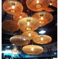 Đèn mây tre dáng lồng tròn hội an ( bao gồm đuôi dây bóng)