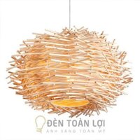Đèn Mây Tre: Mẫu đèn mây đan tròn như lông nhím thả trần trang trí bàn ăn, phòng khách
