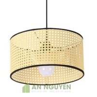 Đèn Mây Tre: Mẫu đèn mây mắt cáo hình trụ phi 38 trang trí phòng khách, phòng uống trà