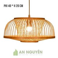 Đèn Mây Tre: Mẫu đèn mây tre tròn thả trần trang trí bàn ăn Phi 40 Cao 20 cm