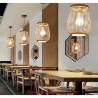Đèn mây tre trang trí nhà hàng khách sạn dáng bầu