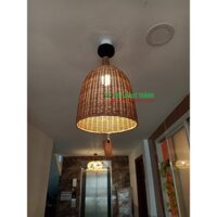 Đèn mây tre trang trí thả trần cổ chai chất liệu từ mây tự nhiên