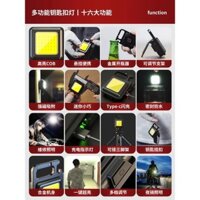 Đèn móc khóa, đèn pin mạnh, có thể sạc lại, mini di động ngoài trời, đèn LED từ tính, tự vệ
