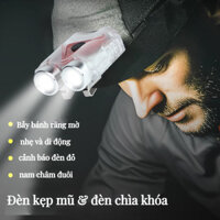 Đèn móc khóa mới đa chức năng mini, kẹp nắp sạc, đèn pha, đèn mạnh ngoài trời, pin tích hợp, đèn pin mini cầm tay