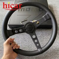 Đen MOMO Prototipo Phiên Bản Đen Vô Lăng Da Thật 6 Lỗ Đua Xe Thể Thao 14inch 345mm