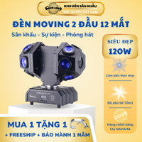 Đèn moving 2 đầu 12 mắt led 2 mắt laser Disco Light công suất 120W chiếu sân khấu sự kiện đám cưới phòng karaoke bar
