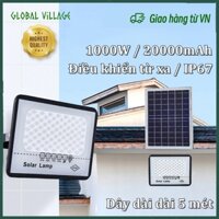 Đèn Năng Lượng Mặt Trời 1000W pha led có cảm biến tự động dây nối có remote Chống Nước Siêu Tiết Kiệm Điện Năng Đèn