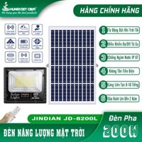 Đèn Năng Lượng Mặt Trời 200W JD-8200L / Đèn Pha Năng Lượng Mặt Trời Chính Hãng Bảo Hành 2 Năm