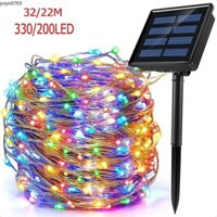 Đèn Năng Lượng Mặt Trời 32m 300LED Dây Đồng Dây Đèn Ngoài Trời Tiệc Giáng Sinh Vòng Hoa Trang Trí