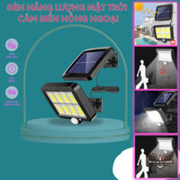 Đèn năng lượng mặt trời cảm biến hồng ngoại 100 led pin tách rời có điều khiển từ xa chống nước mưa, không lo mưa bão