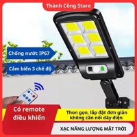 Đèn năng lượng mặt trời cảm biến chuyển động, đèn led 6 bóng kèm điều khiển bật tắt từ xa chống trộm hiệu quả