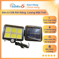 Đèn năng lượng mặt trời, đèn COB 6 khoang led Suneco, tấm pin rời đèn,dây dài 5m điều khiển  cảm biến Từ Xa 100 LED